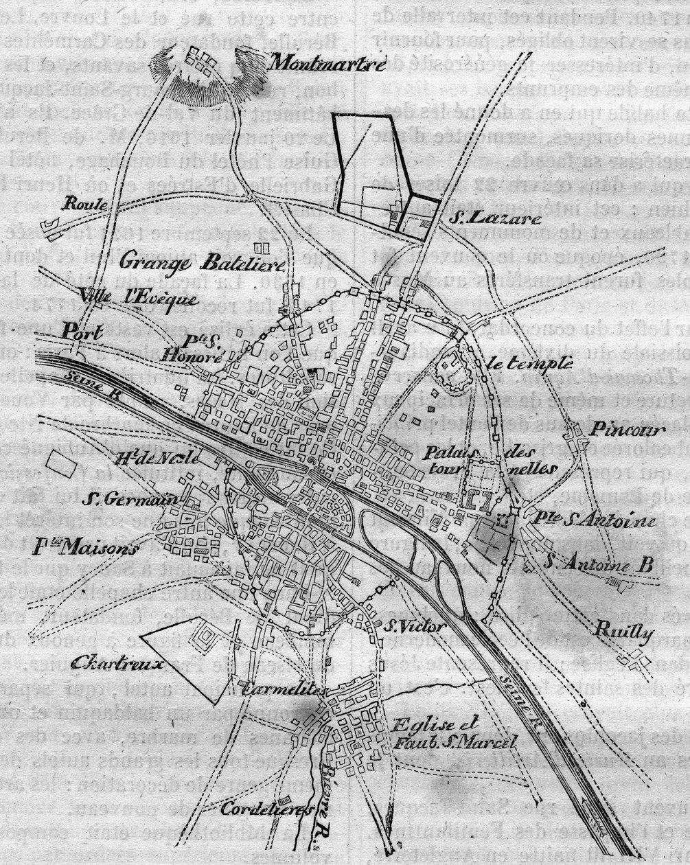Plan over Paris under Charles V af French School