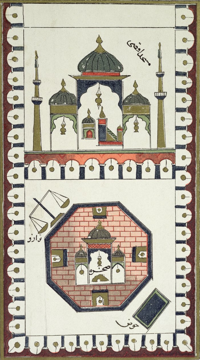 Plan over Al-Aqsa-moskeen og Qubbat Al-Sakhra (Klippekuplen), efter et arabisk manuskript fra det 18. århundrede af French School