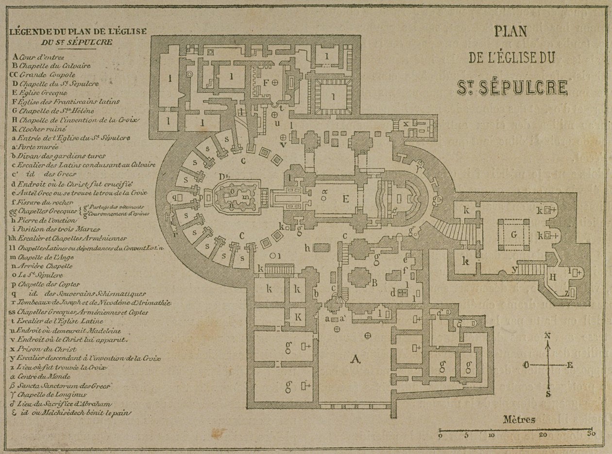 Plan for Den Hellige Gravs Kirke, Jerusalem af French School
