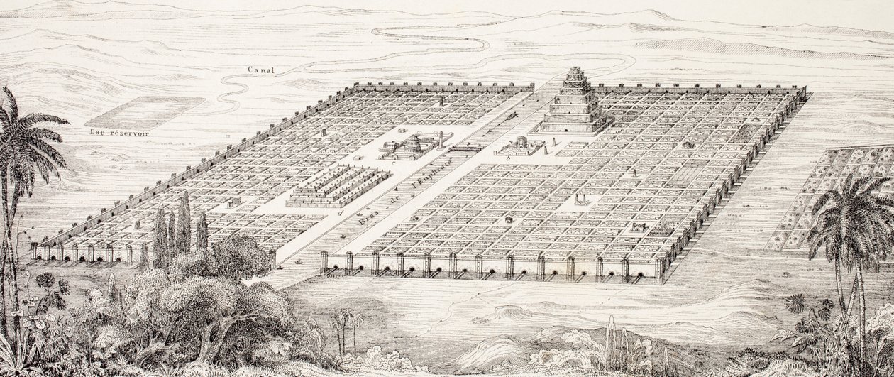 Plan over byen Babylon, Mesopotamien, omkring det 5. århundrede f.Kr. ifølge en beskrivelse givet af Herodot, fra L