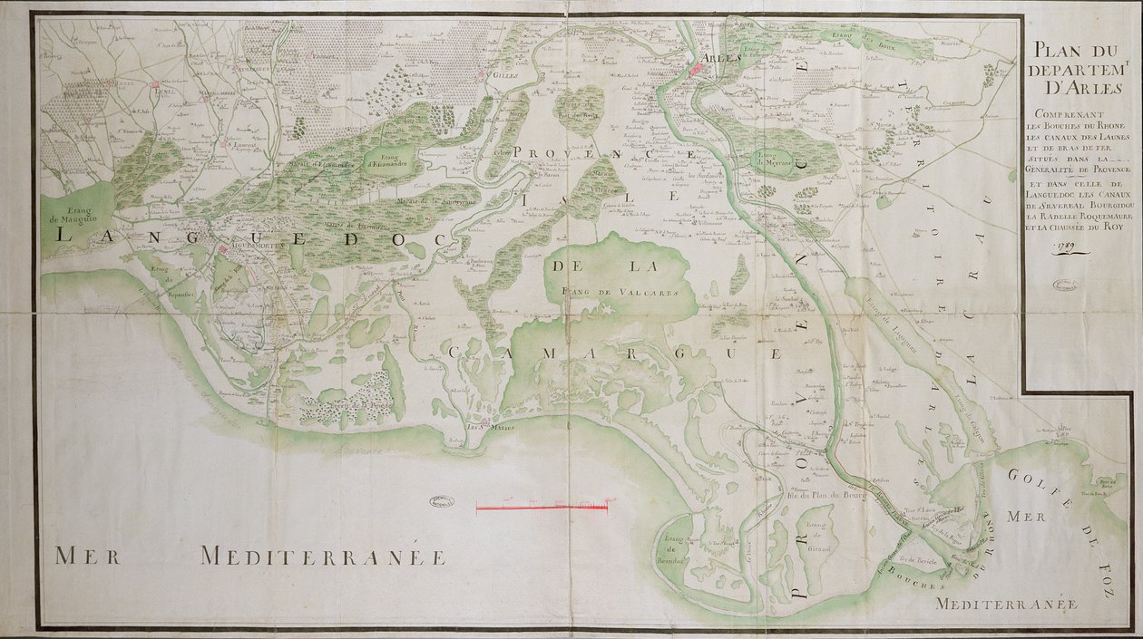 Plan over afdelingerne i Arles, 1789 af French School