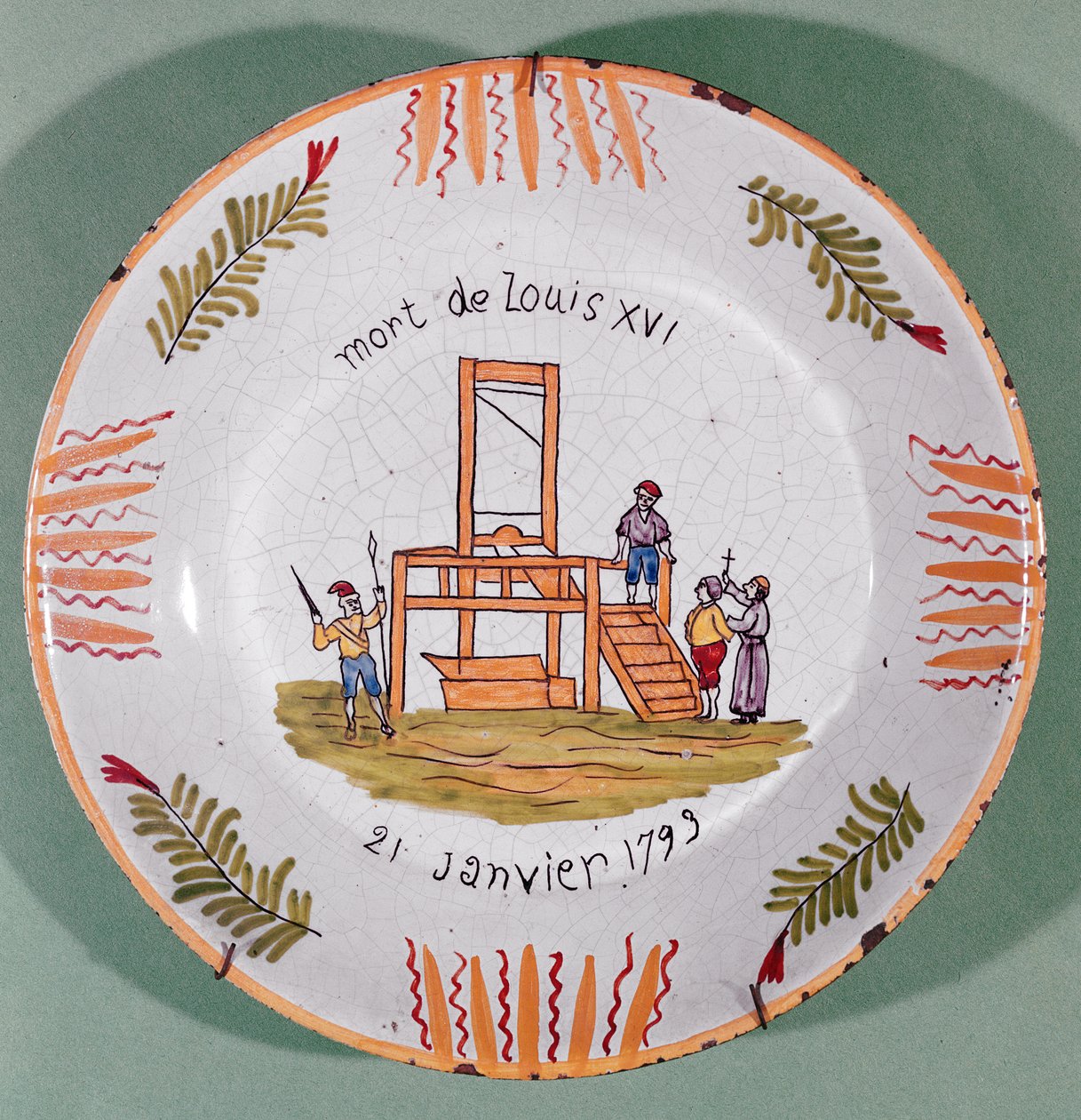 Tallerken med fransk revolutionært motiv til minde om henrettelsen af Louis XVI den 21. januar 1793 (fajance) af French School