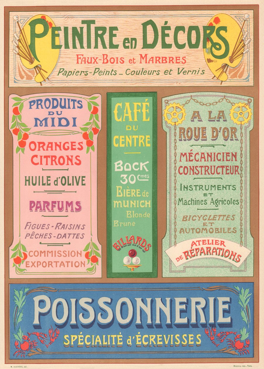 Plche n° 23: Skiltemodeller til jugendstil bogstavmaler (maler i sæt). af French School