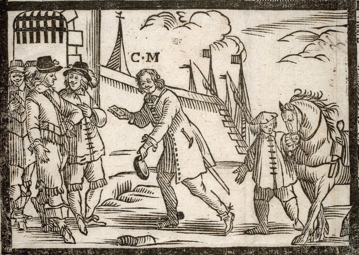 Politiske pjecer Mazarinade: Mazarin befrier prinserne i Le Havre, indgraveret træ af French School