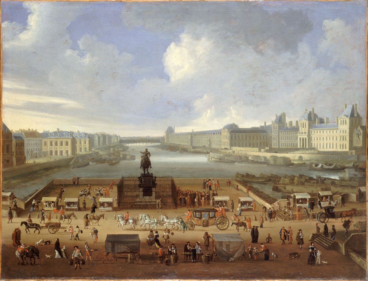 Pont Neuf og Louvre, ca. 1669 (olie på lærred) af French School