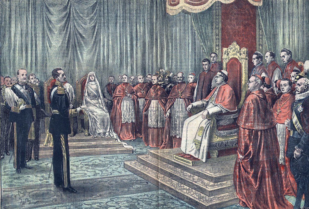 Pave Pius XI modtager Spaniens herskere i højtidelig audiens i 