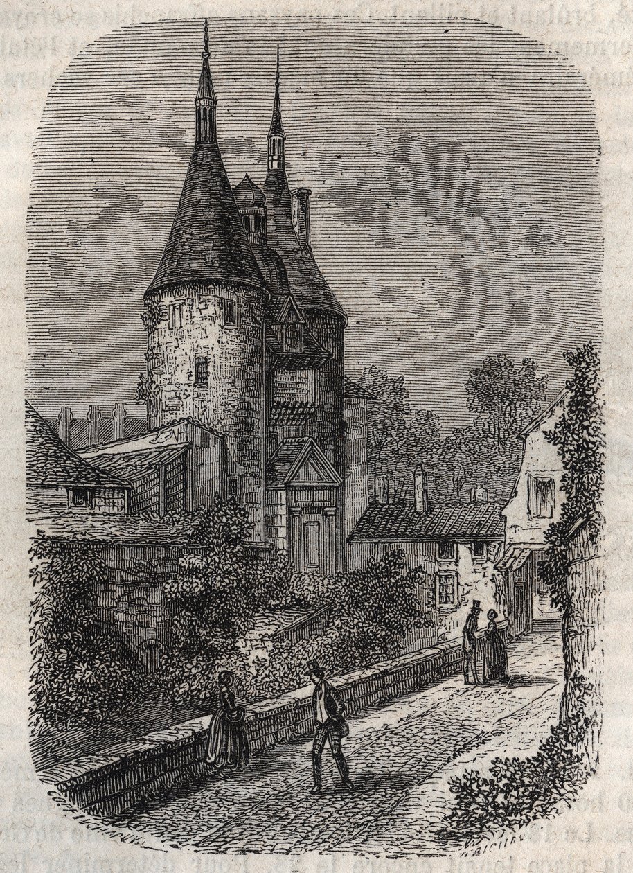 Porte de la Craffe et Nancy-levn af middelalderlige fæstningsværker, erigee i det 14. århundrede nord for den gamle bydel - indgravering i "Histoire de France" af Victor Duruy af French School