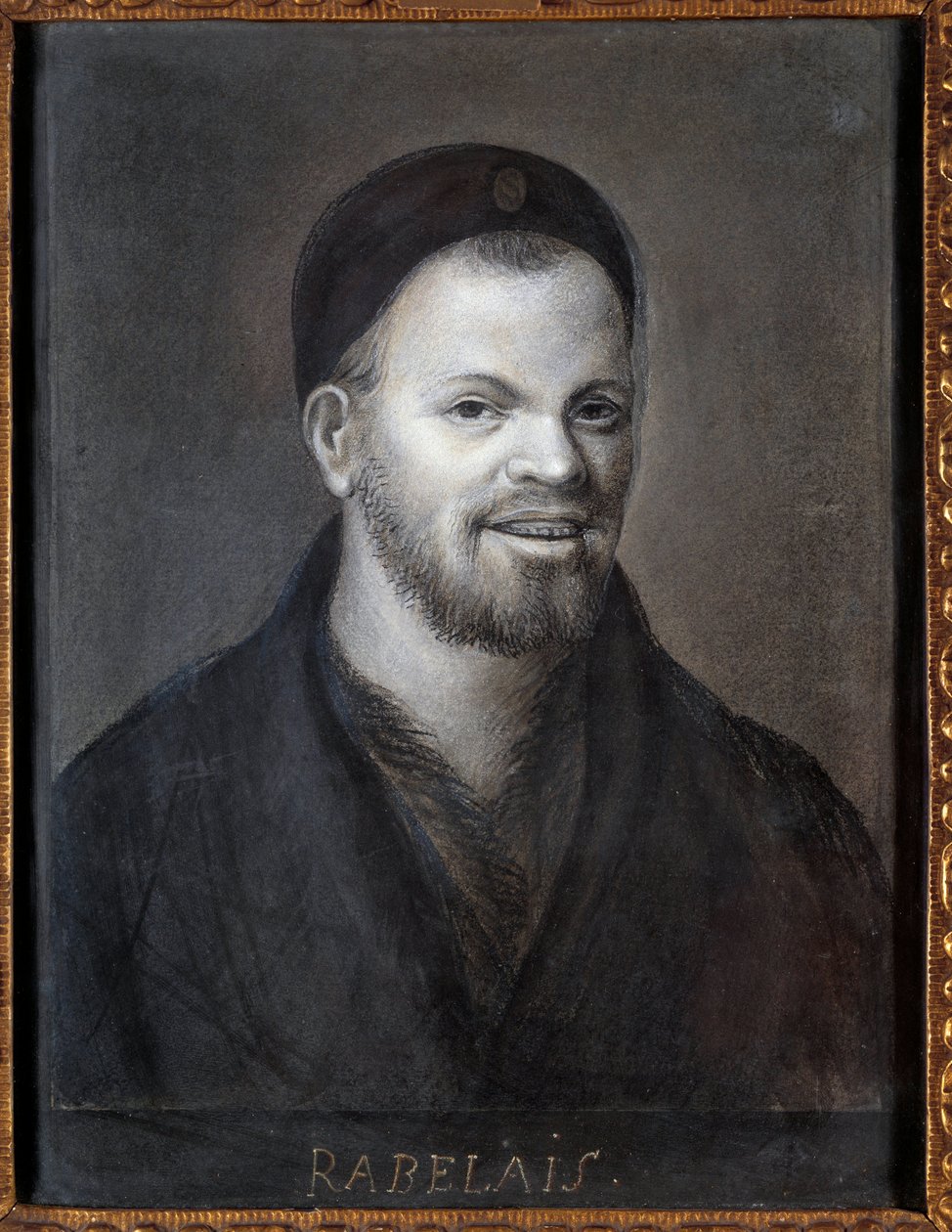 Portræt antager af Francois Rabelais (1494-1553), fransk forfatter og læge. Tegning af den franske skole, 22,5 x 17 cm af French School
