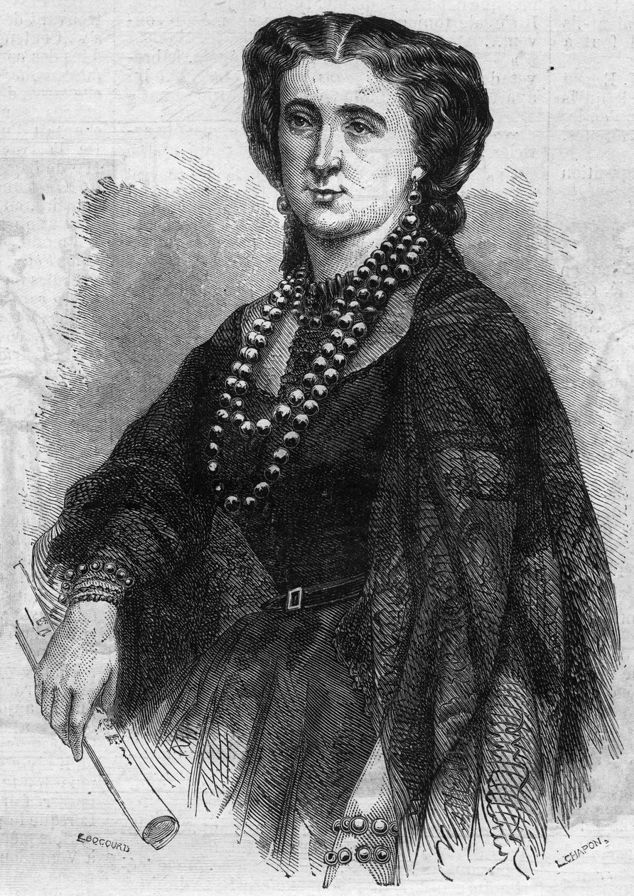 Portræt af Anna de La Grange (Lagrange) (1824-1909), fransk sangerinde. Indgravering i ""Le Monde Illustre"" nr. 341 af 24. oktober 1863. af French School