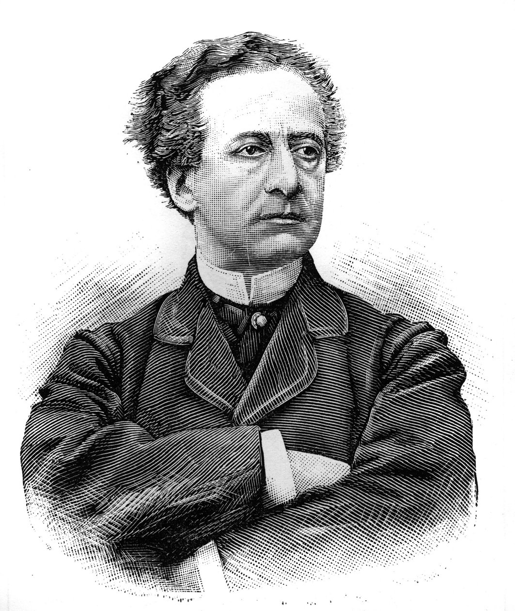 Portræt af Jean Baptiste Prospere Bressant (1815-1886) (Jean-Baptiste-Prospere), fransk komiker fra Comedie Francaise. Indgravering i ""Le Monde Illustre"", 30. januar 1886. af French School