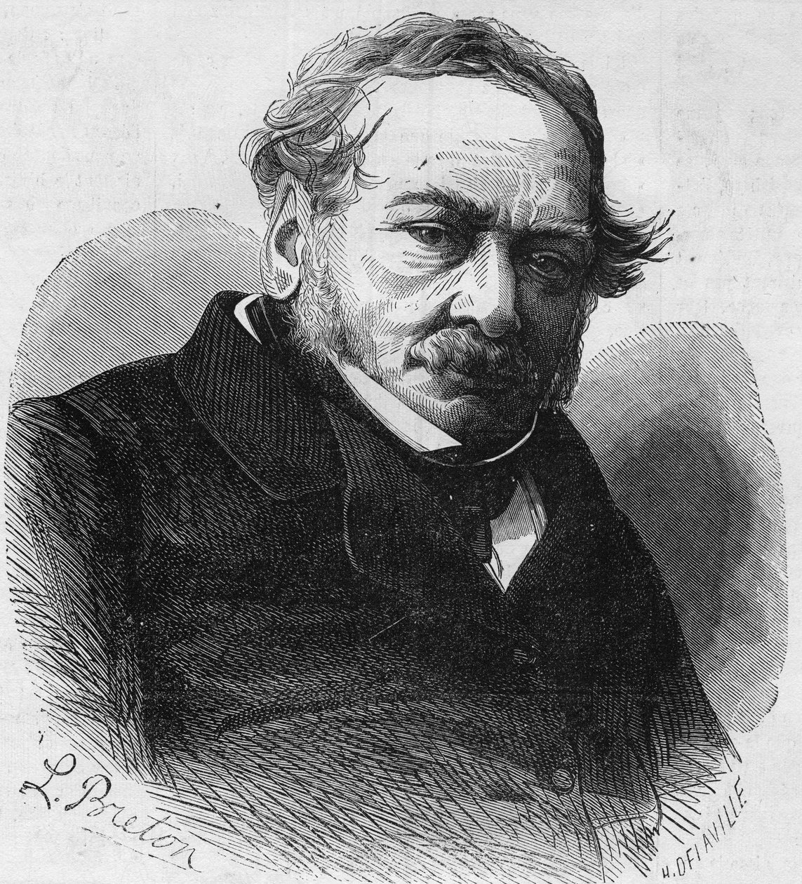 Portræt af Paul de Kock (1793-1871), fransk romanforfatter og dramatiker. Indgravering i ""Le Monde Illustre"" nr. 601 af 17. oktober 1868. af French School