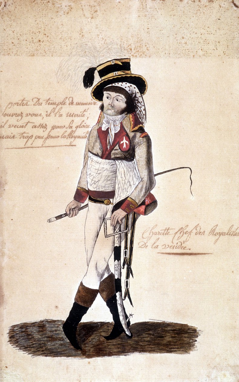 Portræt i fuld længde af Francois Athanase (Francois-Athanase) de Charette de la Contrie (1763-1796), royalistisk leder af Vendée - Dobrée Museum, Nantes af French School