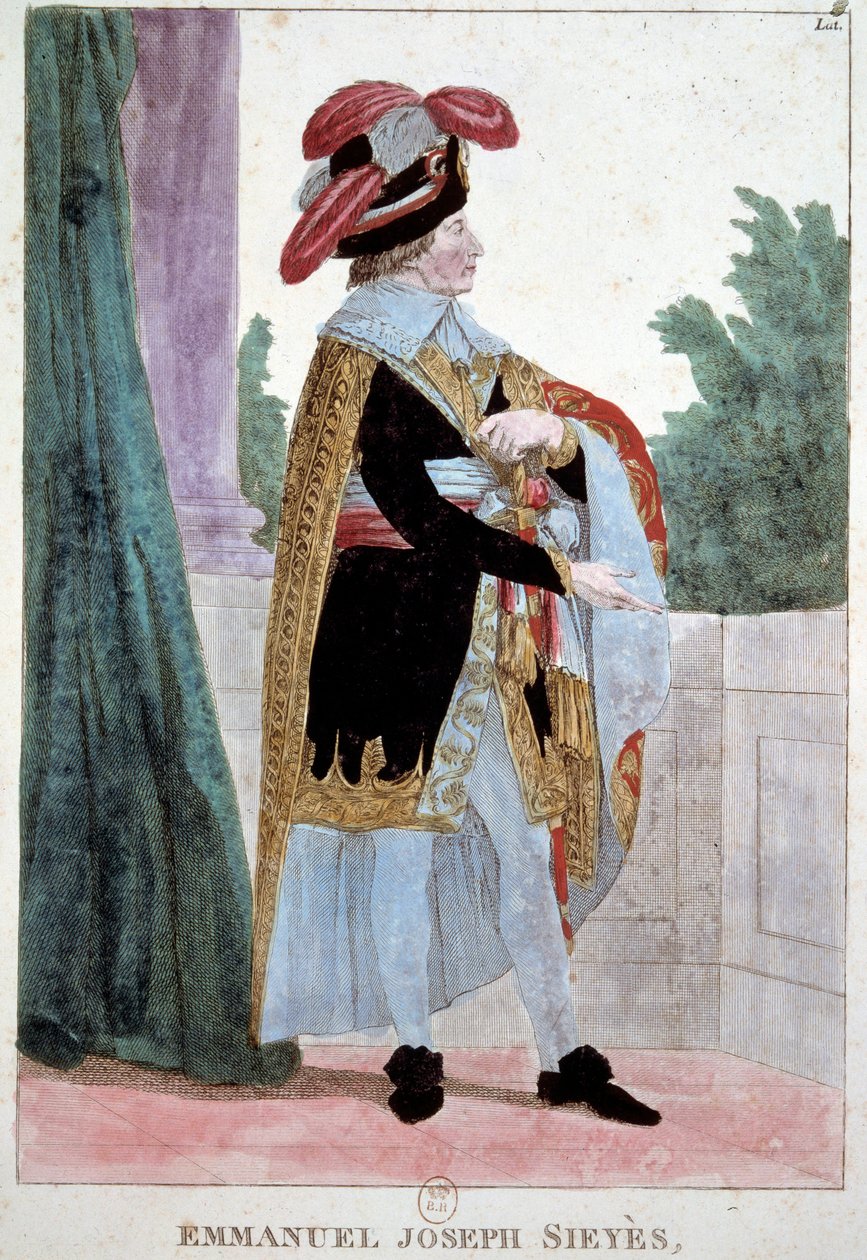 Portræt af Abbe Emmanuel Sieyes (1748 - 1836) medlem af direktionen. Indgravering af det 19. århundrede. Paris, Musée Carnavalet. af French School