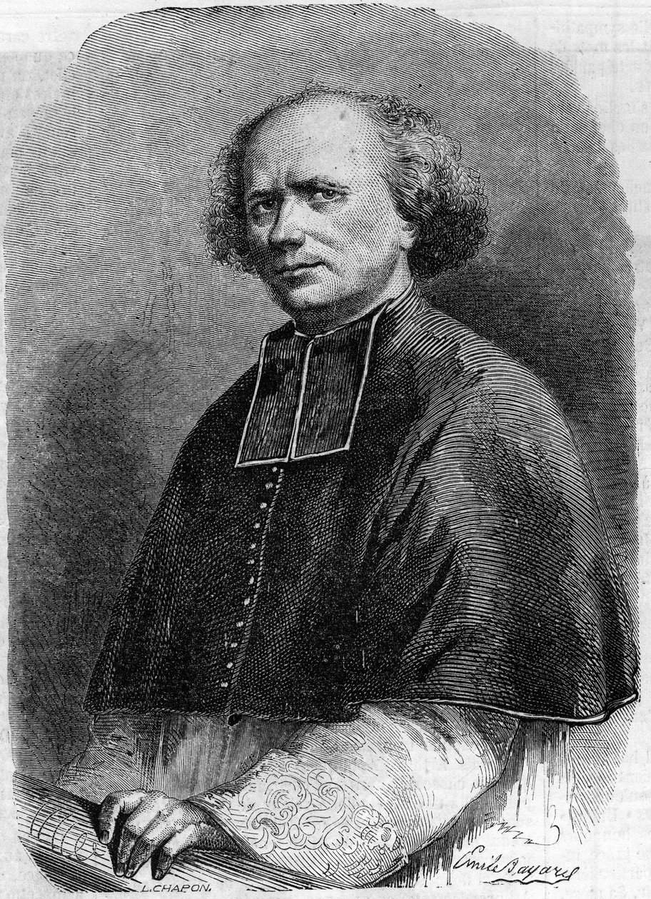 Portræt af Abbe Gaspard Deguerry (1797-1871), Madeleines sogn i Paris. Indgravering i "" Le Monde Illustré"" nr. 207 af 30. marts af French School