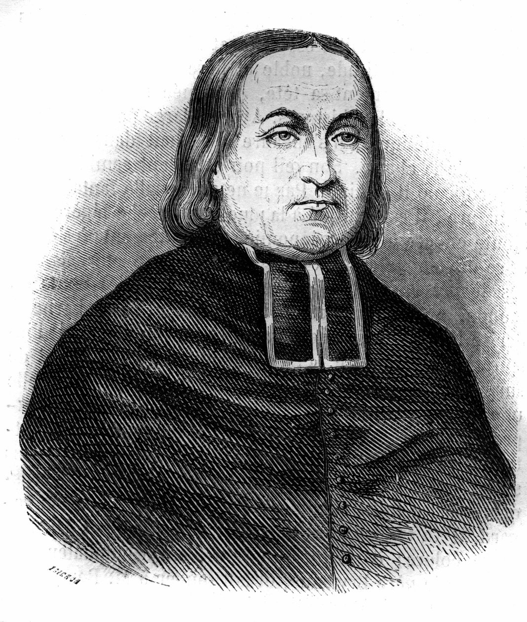 Portræt af Abbe Theodore Combalot (1798-1873), fransk kirkemand, grundlægger af kongressen for "Antagelsens Religiøse". Stik fra 1852. af French School