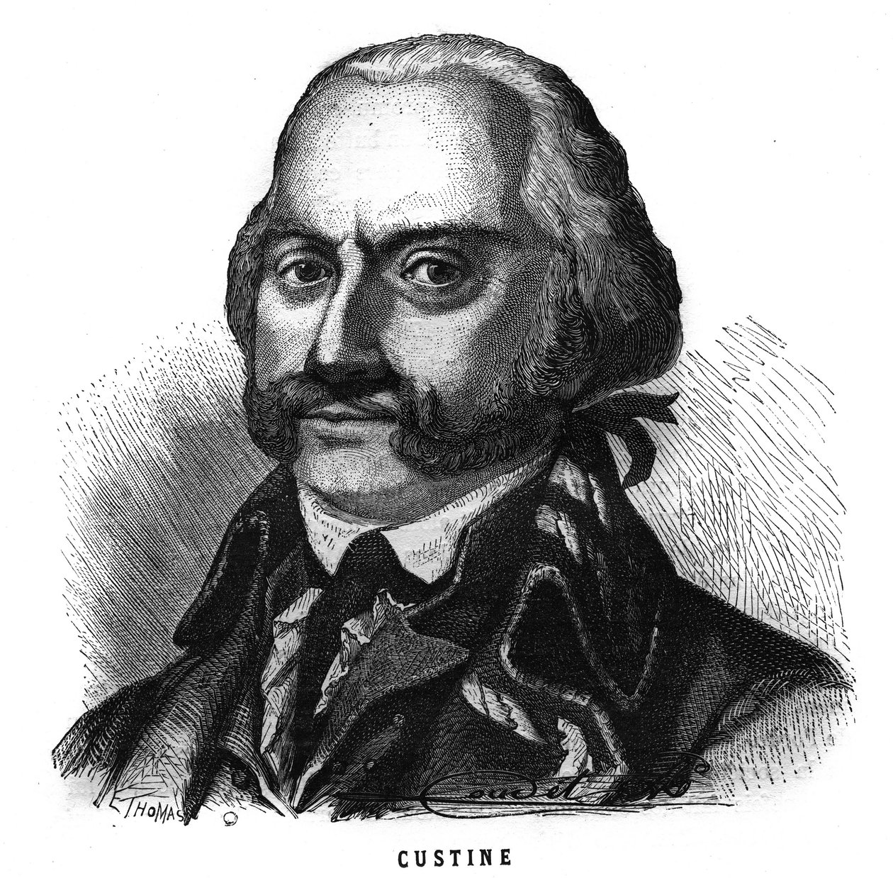 Portræt af Adam Philippe de Custine (1740-1793) general francais. Indgravering i “Les Illustrations De L