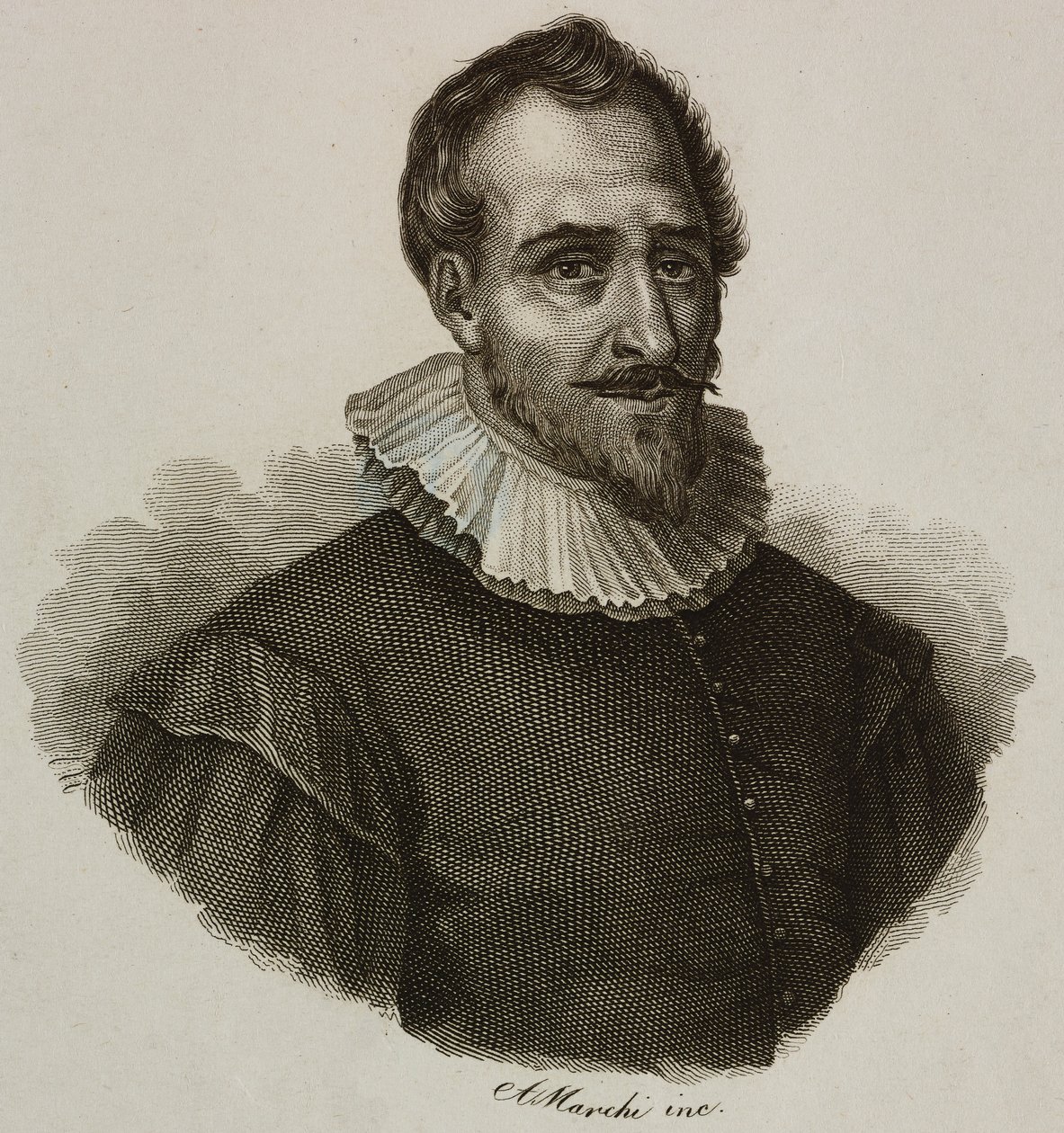 Portræt af Adam de Craponne (1526-1576), fransk ingeniør, gravering af Marchi af French School
