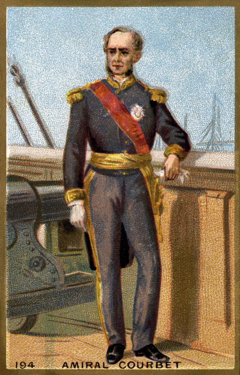 Portræt af admiral Courbet (1827-1885). Kromolitografi i slutningen af det 19. århundrede. af French School