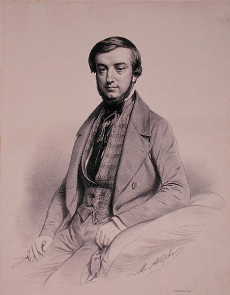 Portræt af Adolphe-Clair Lecarpentier, graveret af Marie Alexandre Alophe (1812-83) (litografi) af French School