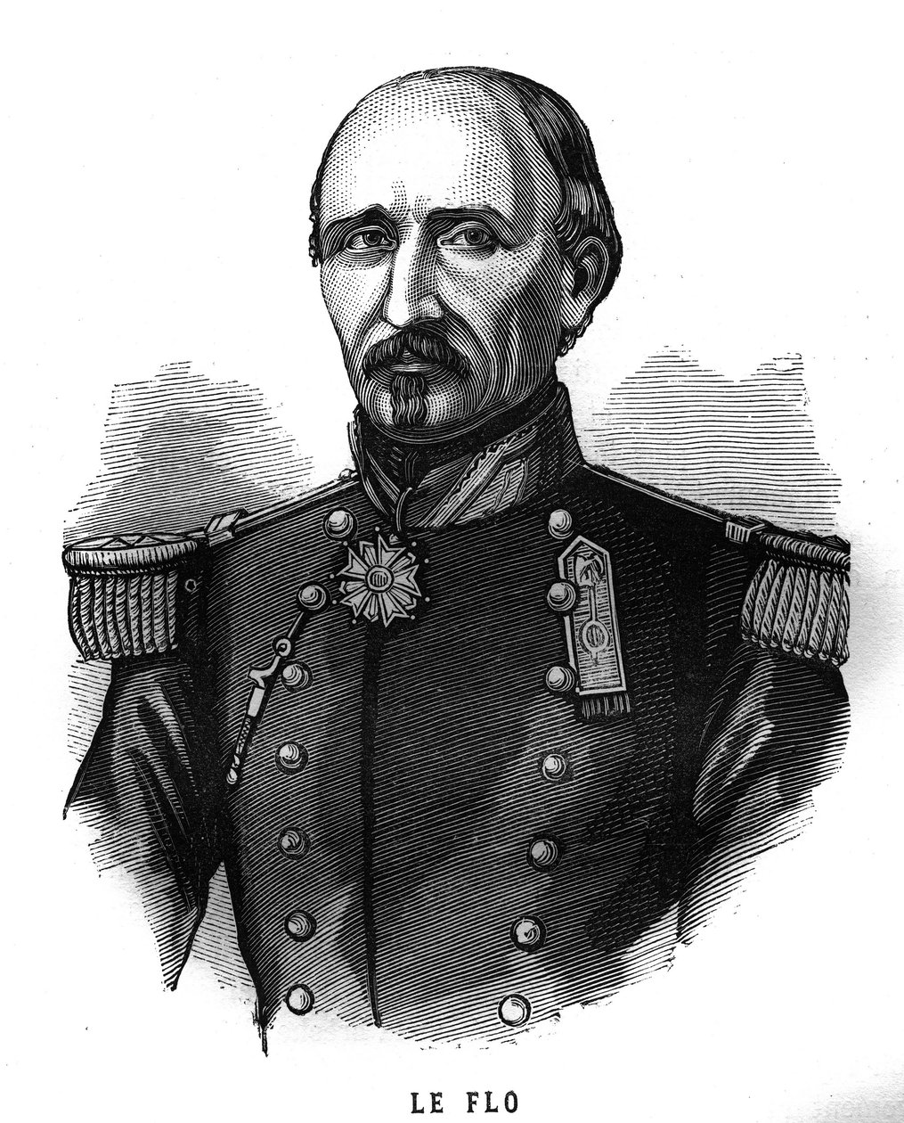 Portræt af Adolphe Le Flo (1804-1887), general for den franske Armee og politiker. Indgravering i “Les Illustrations De L