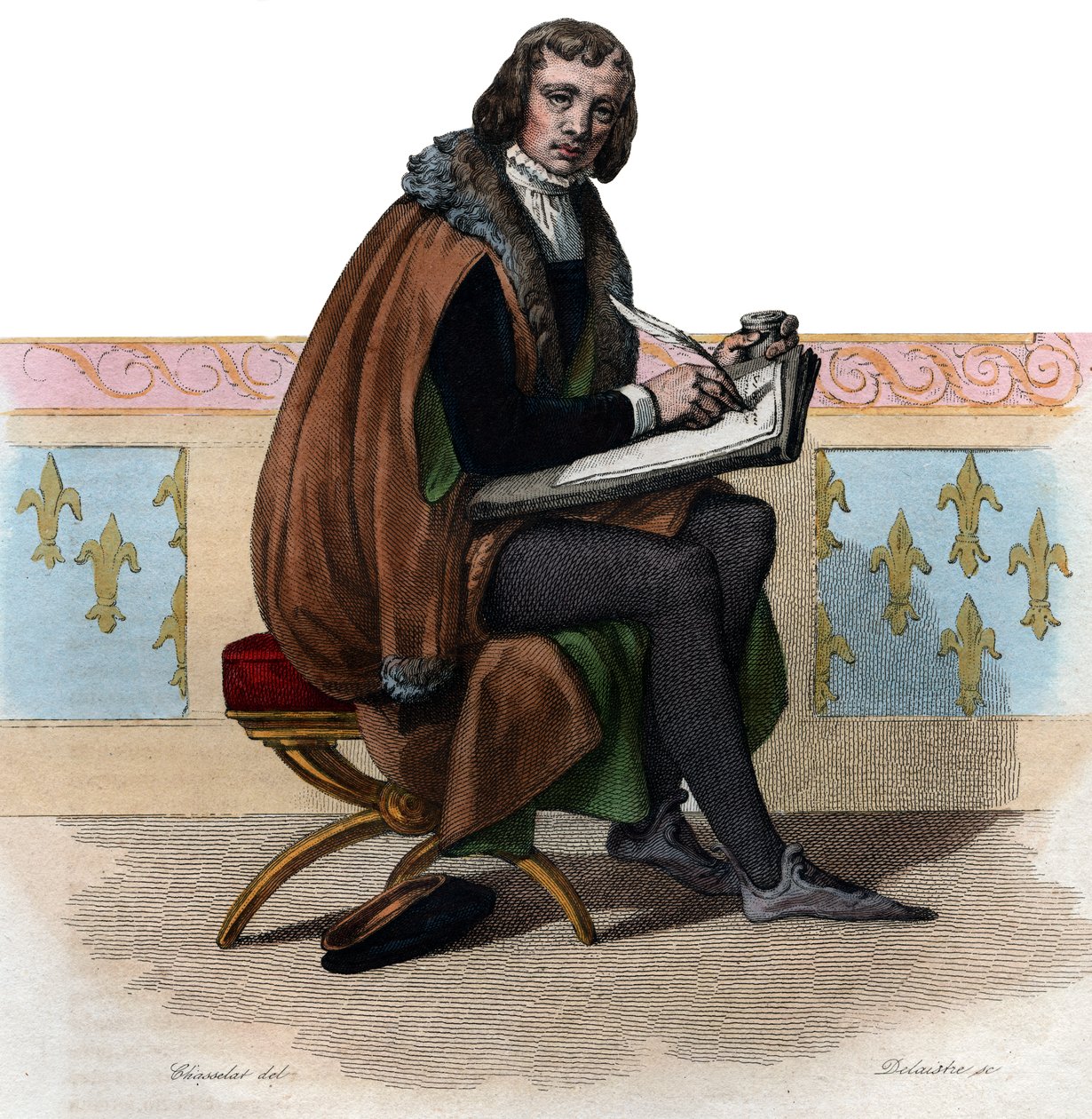 Portræt af Alain Chartier (1385-1430), fransk digter og politisk forfatter. af French School