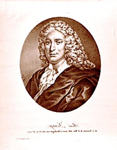 Portræt af Alain Rene Lesage (1668-1747) (litho) (s/h foto) af French School