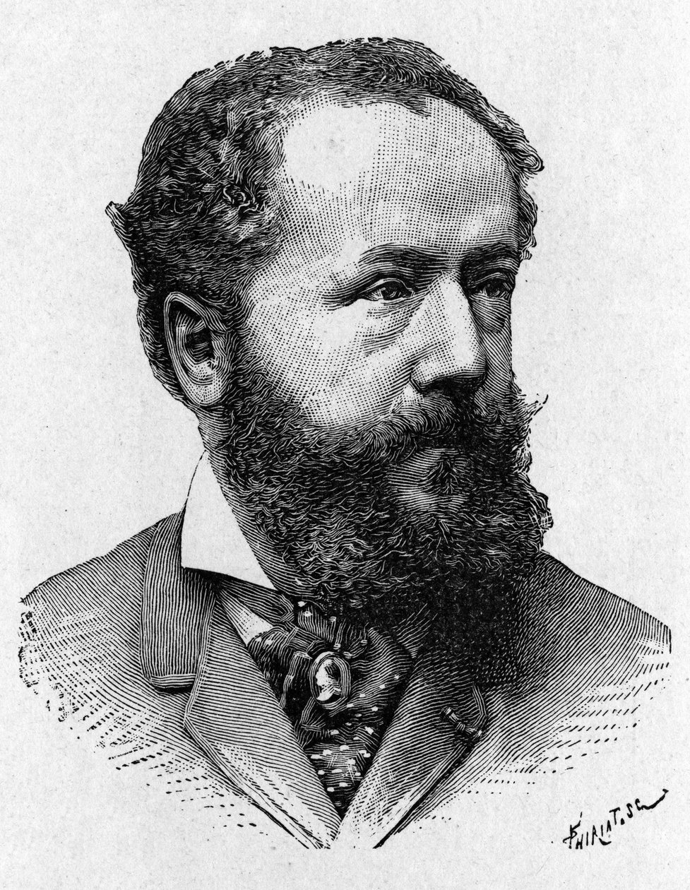 Portræt af Albert Tissandier, bror til Gaston Tissandier, fransk luftfart - i "Album de la Science; berømte videnskabsmænd; Store opdagelser””” 1896. af French School