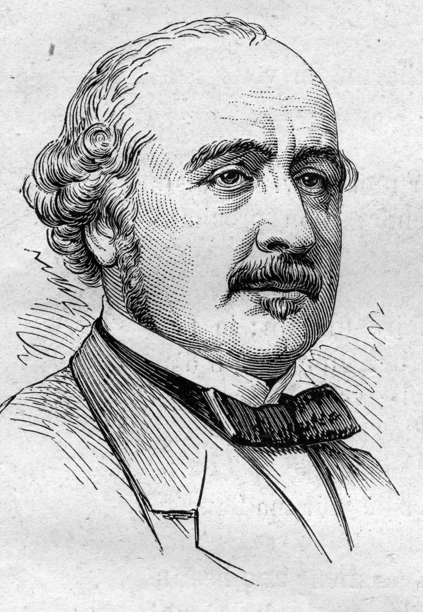Portræt af Albert de Broglie (1821-1901), fransk politiker, diplomat, historiker, essayist og akademiker. Indgravering i "" Le Monde Illustré"" nr. 883 af 14. marts 1874. af French School
