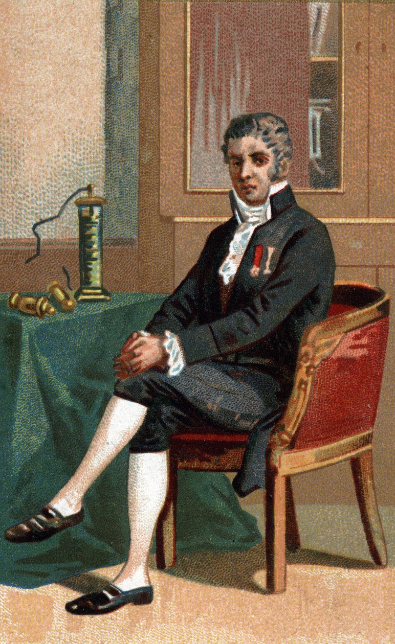 Portræt af Alessandro (Alexandre) Volta (1745-1827), italiensk fysiker. af French School