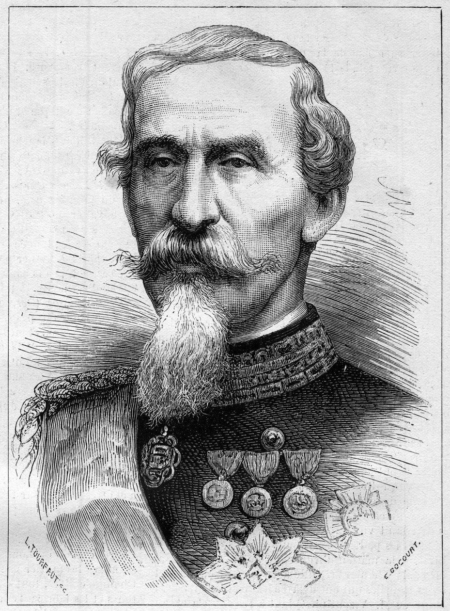 Portræt af Alfonso Ferrero de La Marmora (Lamarmora) (1804 - 1878) general og italiensk politiker. Indgravering i "" Le Monde Illustré"" nr. 1085 af 19. januar 1878. af French School