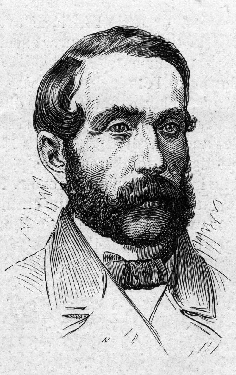 Portræt af Alfred Mezieres (1826-1915), fransk litteraturhistoriker, politiker, essayist og akademiker. Indgravering i "" Le Monde Illustré"" nr. 883 af 14. marts 1874. af French School