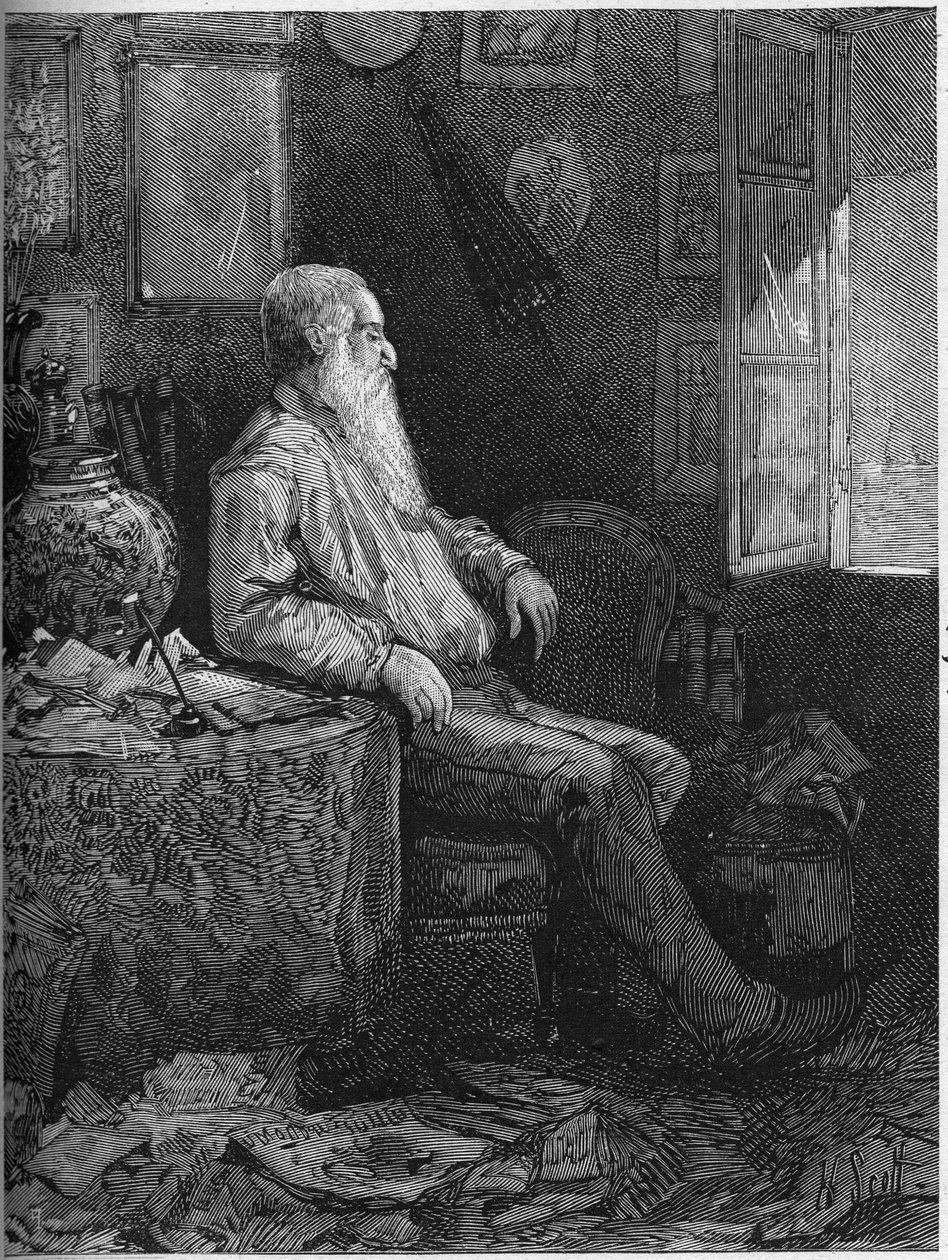 Portræt af Alphonse Karr (1808-1898), fransk romanforfatter og dramatiker. Indgravering i "" Le Monde Illustré"" nr. 1122 af 28. september 1878. af French School
