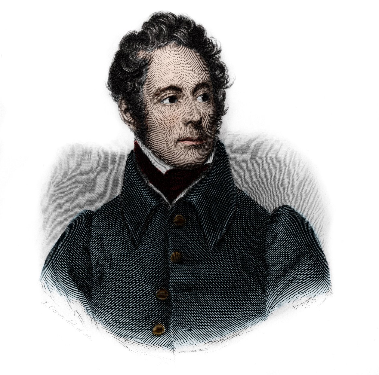 Portræt af Alphonse de Lamartine (1791-1869), fransk forfatter, digter og politiker. i "" Book of Speakers" af Louis de Cormenin Timon. 1842. Privat samling. af French School