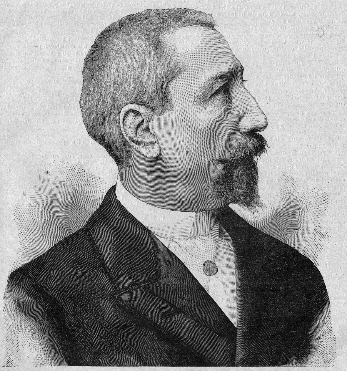 Portræt af Anatole France (1844-1924), fransk romanforfatter og digter, medlem af Academy Francaise. Indgravering i "La gazette du dimanche"" af 6. februar af French School