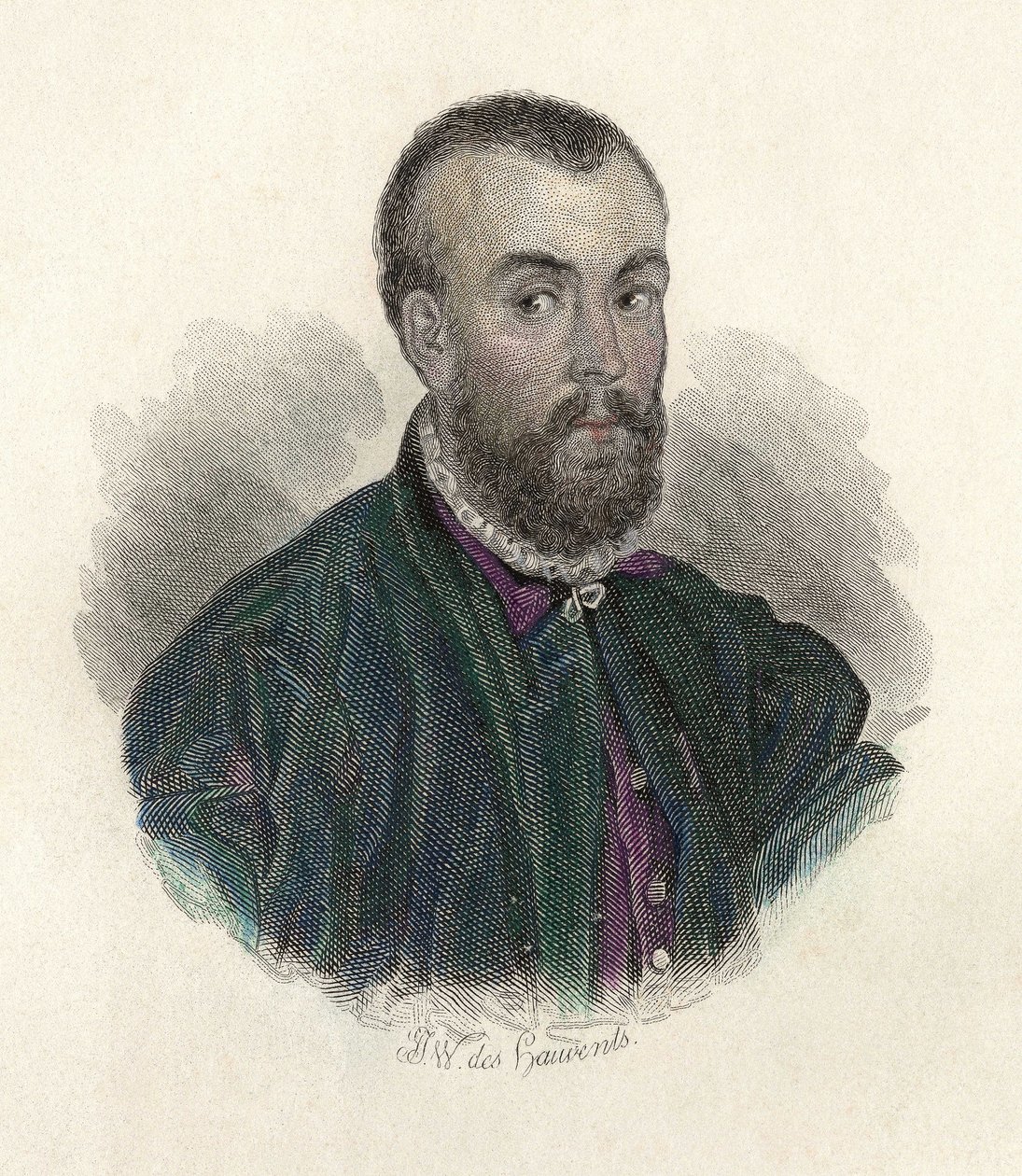 Portræt af Andre Vesale (1514-1564), en flamsk læge, der praktiserede i Spanien og Italien. i "Portraits des Hommes Useful" af French School