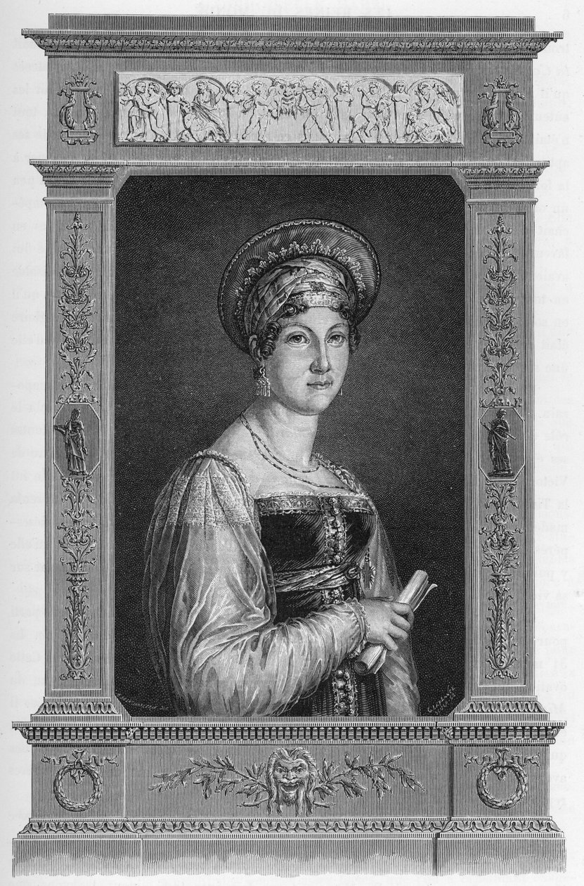Portræt af Anne Francoise Boutet kaldet Mademoiselle Mars (1779-1847) Fransk skuespillerinde - Indgravering fra 1862 i "" Verdens Dronninger"" af vores første forfattere. Bog udgivet under ledelse af J. G. D. ARMENGAUD. af French School