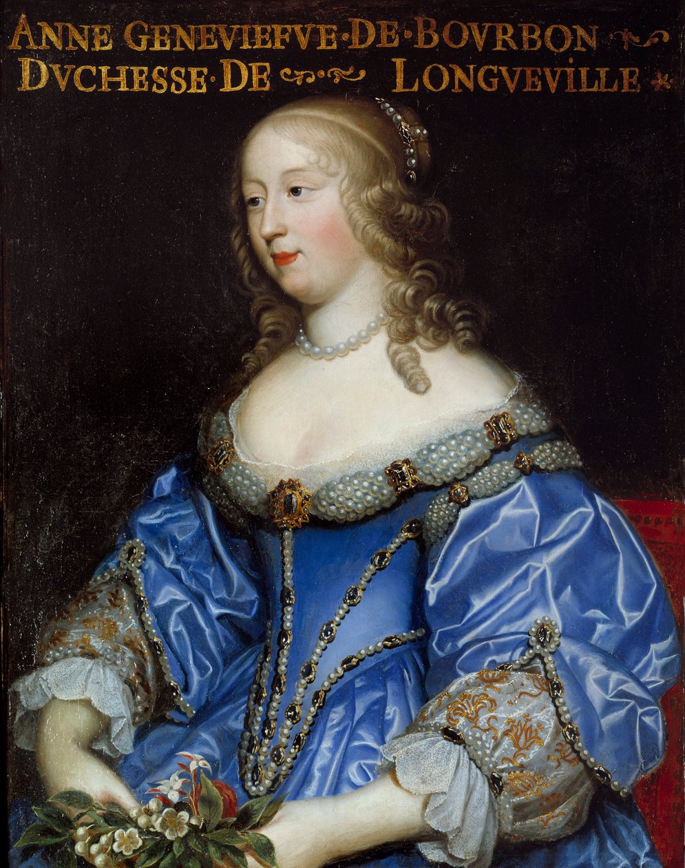 Portræt af Anne Genevieve de Bourbon Conde (Anne-Genevieve de Bourbon-Conde), hertuginde af Longueville (1619-1679) Maleri af den franske skole af French School