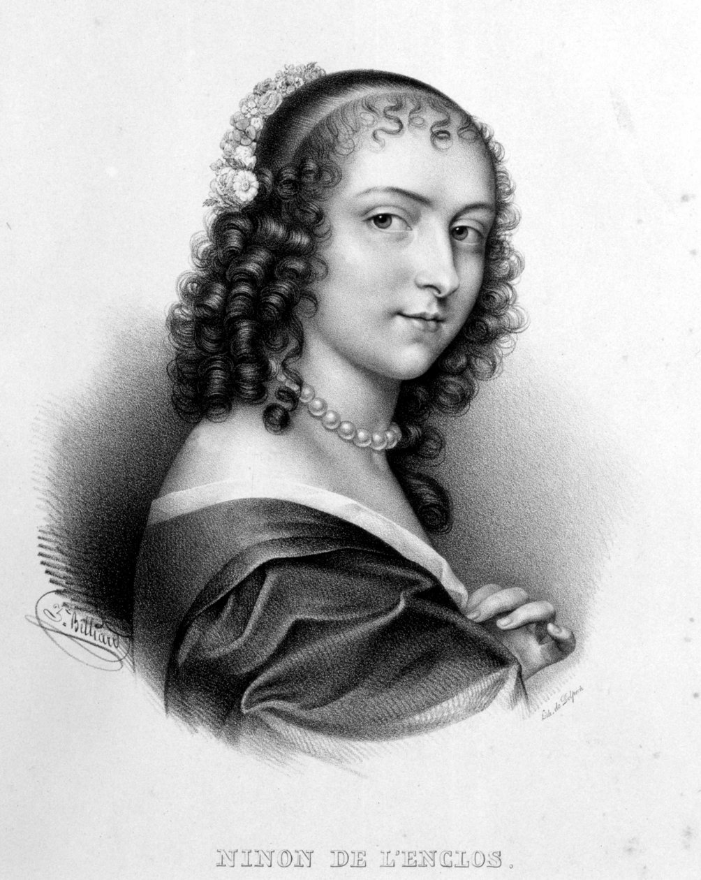Portræt af Anne "" Ninon"" af Enclos (eller Ninon de Lenclos eller Ninon de Lanclos af French School