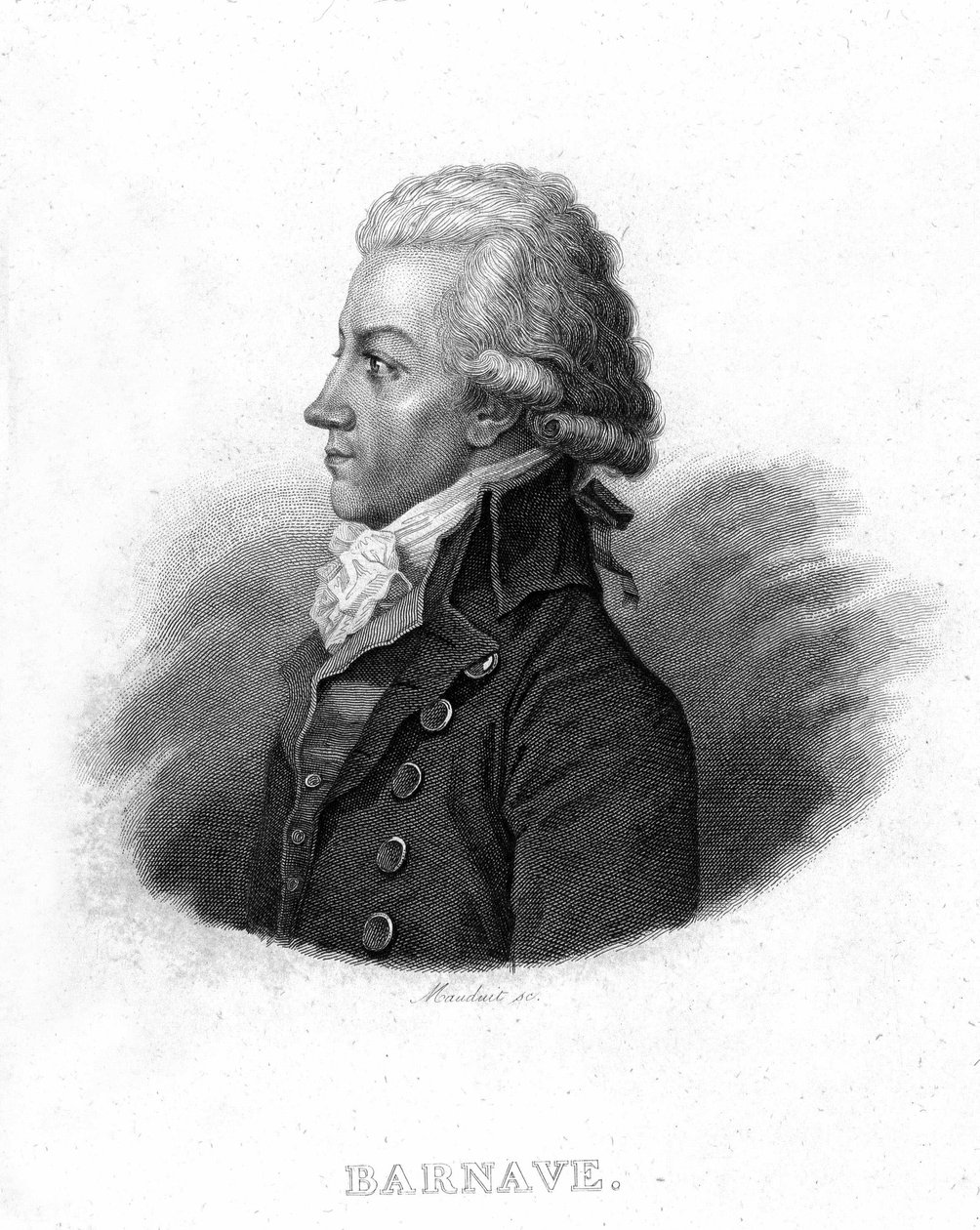Portræt af Antoine Barnave (1761 - 1793), fransk revolutionær - i "Revolution francaise"" af Thiers af French School