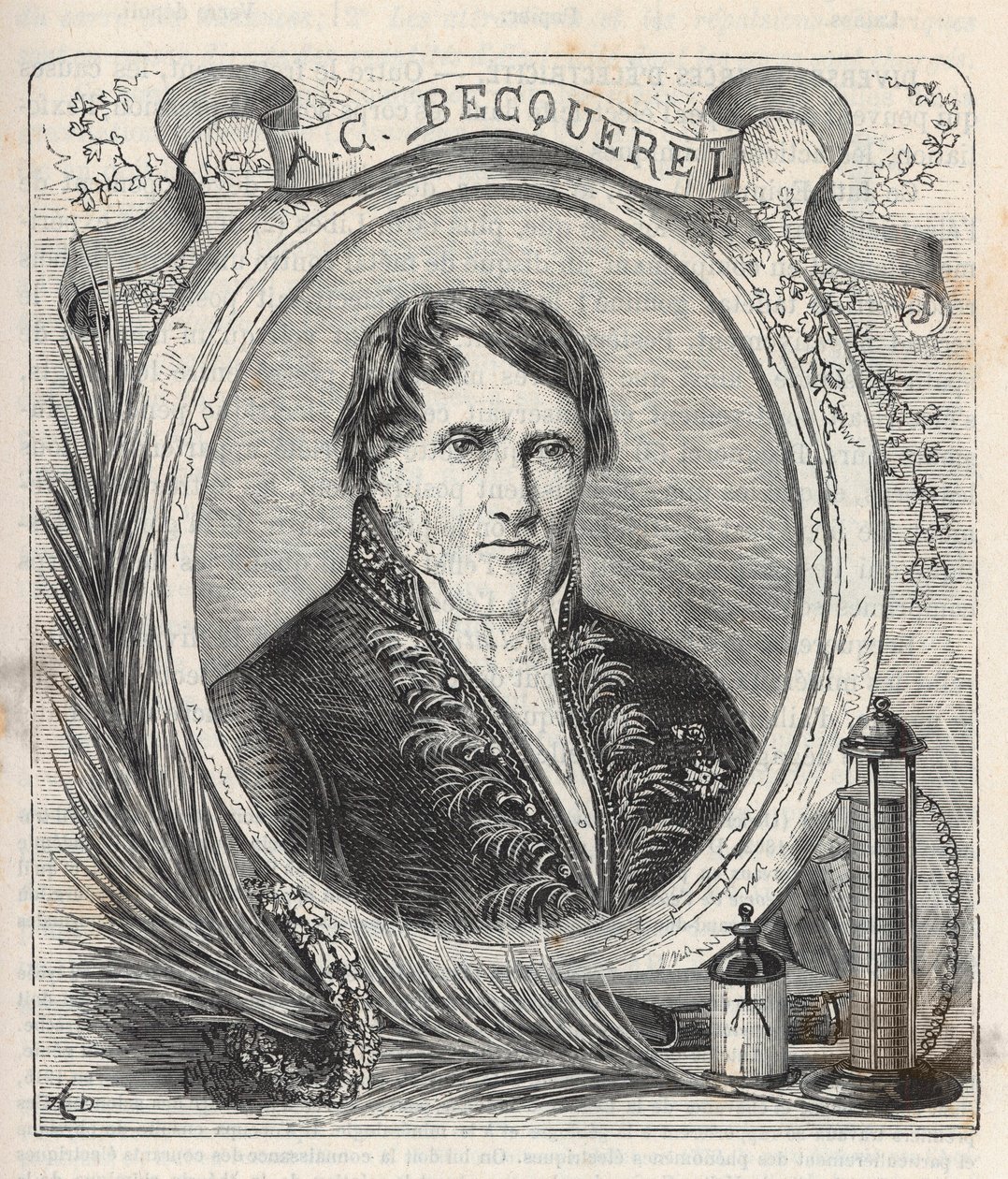 Portræt af Antoine Cesar Becquerel (1788-1878), fransk fysiker - Indgravering i "Sciences à la gratete de tous - populær fysik og kemi" af Alexis Clerc - Slutningen af ​​det 19. århundrede - Privat samling af French School
