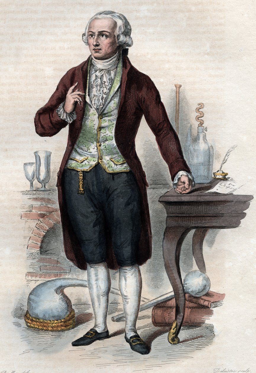 Portræt af Antoine Laurent de Lavoisier (1743-1794), fransk kemiker. af French School