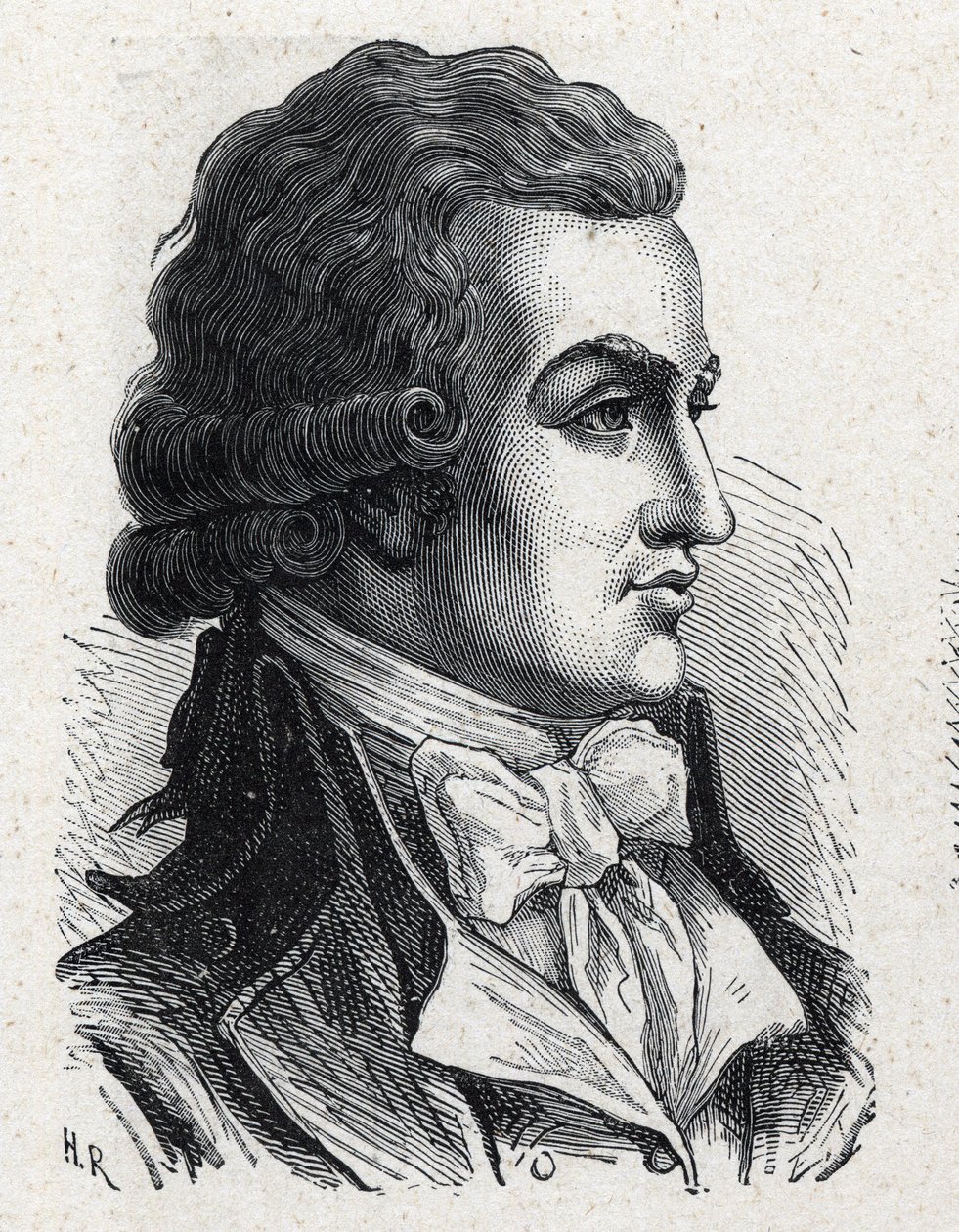 Portræt af Antoine Pierre Joseph Marie Barnave (1761-1793), fransk politiker. Stik fra 1889. Privat samling. af French School