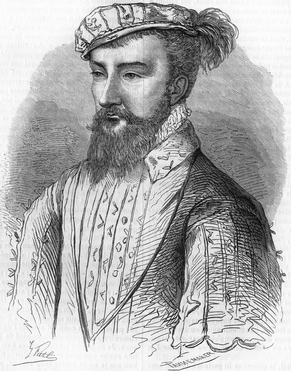 Portræt af Antoine de Bourbon (1518-1562), konge af Navarra og far til kong Henrik IV. I "" Histoire Populaire de la France"", sd. ca. 1885. Stik. af French School