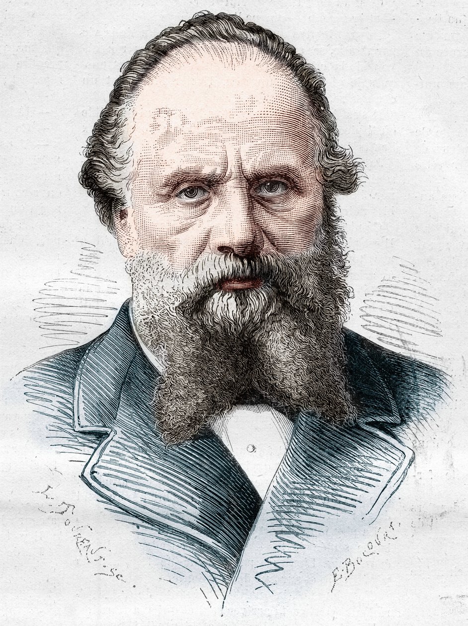 Portræt af Aristide Boucicaut (1810-1877), fransk handelsmand, direktør for varehusene i Bon Marche. Indgravering i "" Le Monde Illustré"" nr. 1082 af 5. januar 1878. af French School