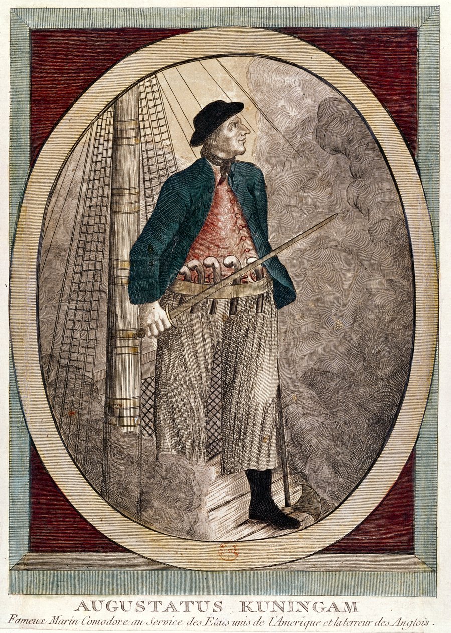 Portræt af Augustus Kuningan, en amerikansk pirat aktiv under uafhængighedskrigen, ca. 1780 af French School