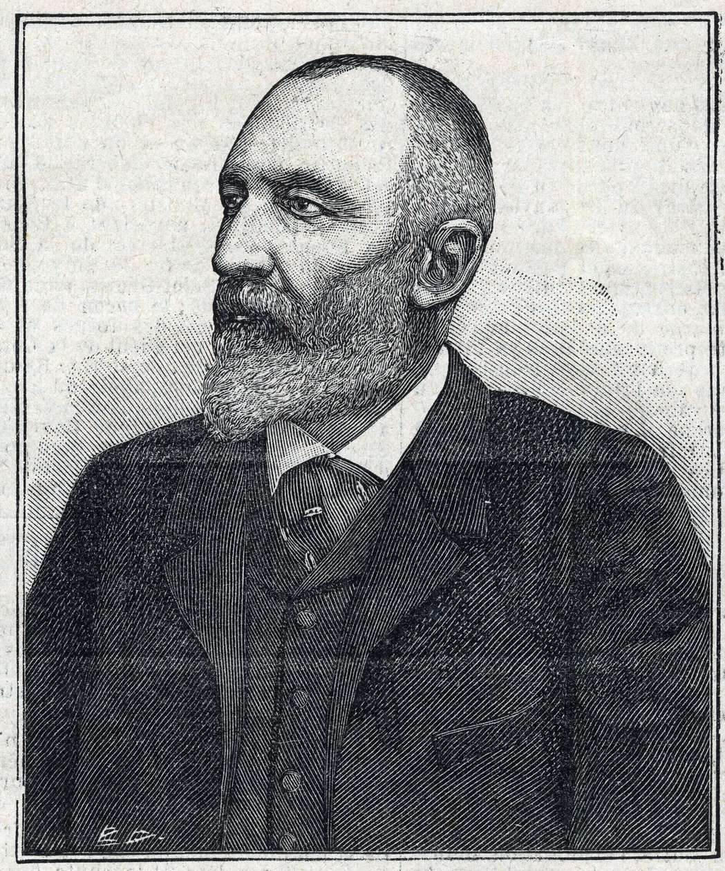 Portræt af Auguste Scherer-Kestner (Scheurer Kestner) (1833 -1899), kemiker, industrimand og politiker fra Alsace. Stik fra 1897. Privat samling. af French School