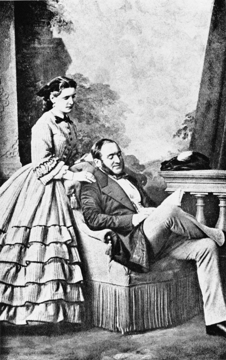 Portræt af Baron Georges Eugene Haussmann (1809-91) og hans datter, fra The Life and Times of Baron Haussmann, London, Weidenfeld & Nicholson, 1800-tallet af French School