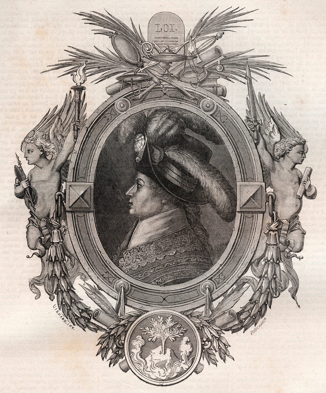 Portræt af Barthelemy Francois Marie (Marquis) (1747-1830) (Balthazar Francois, Marquis of Barthelemy) - indgravering i "" Nouvelle Nationale Encyclopedia"" af Maurice La Charest - 1870 - af French School