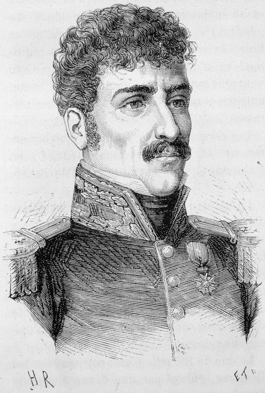 Portræt af Berton (Jean Baptiste Breton dit), fransk general (1769 - 1822) - i "" L