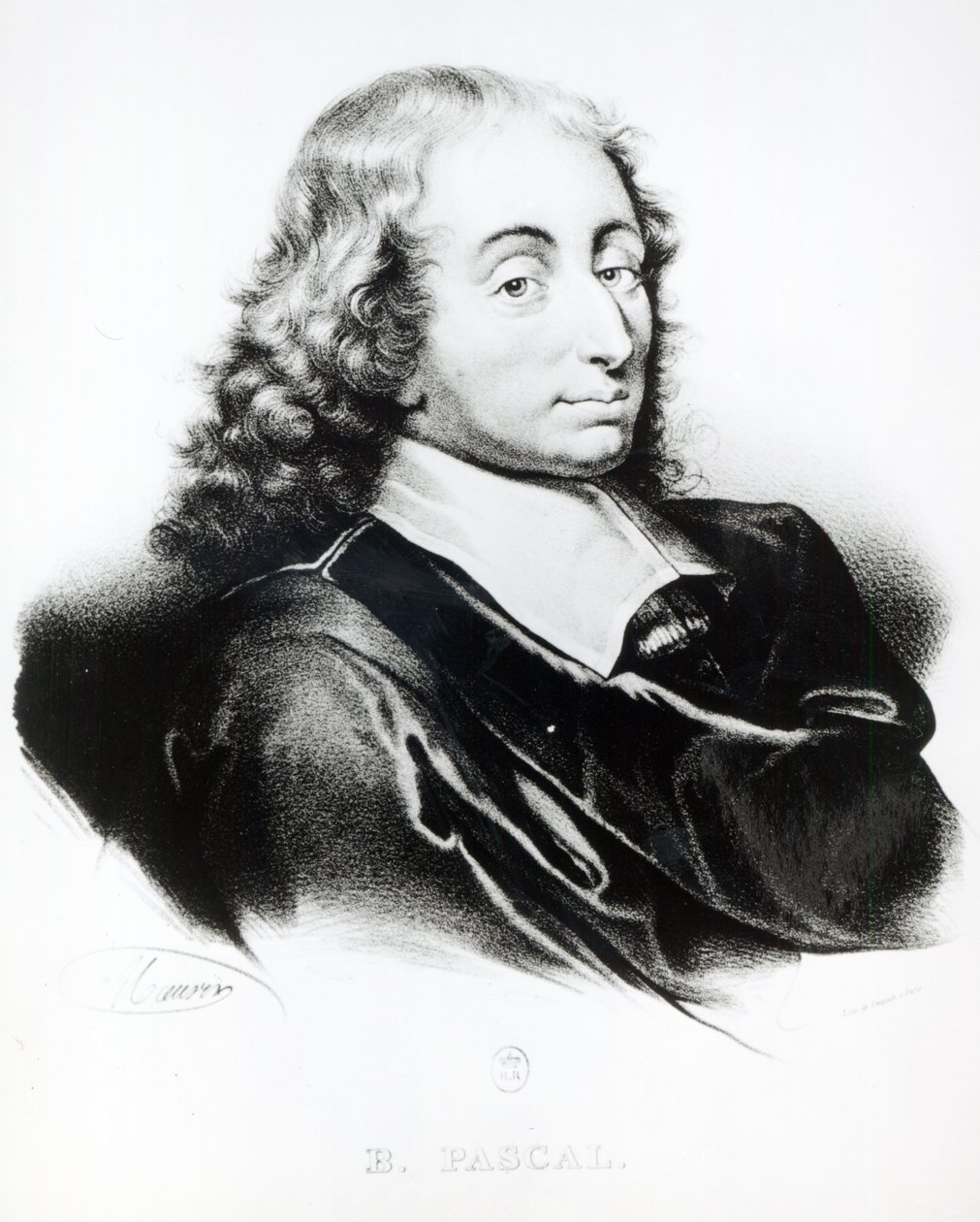Portræt af Blaise Pascal (1623-62) graveret af Francois Seraphin Delpech (1778-1825) af French School